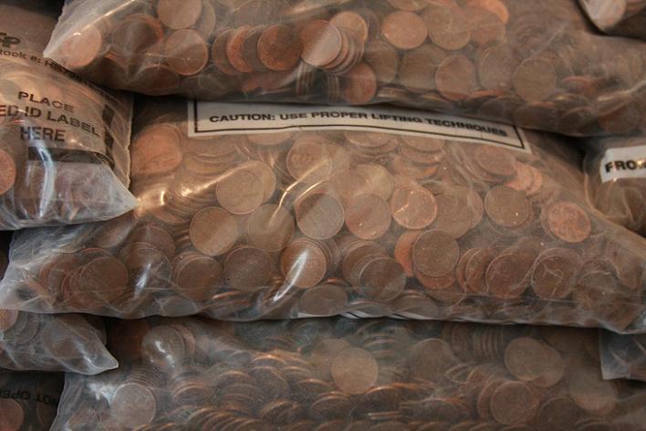 bag of copper pennies